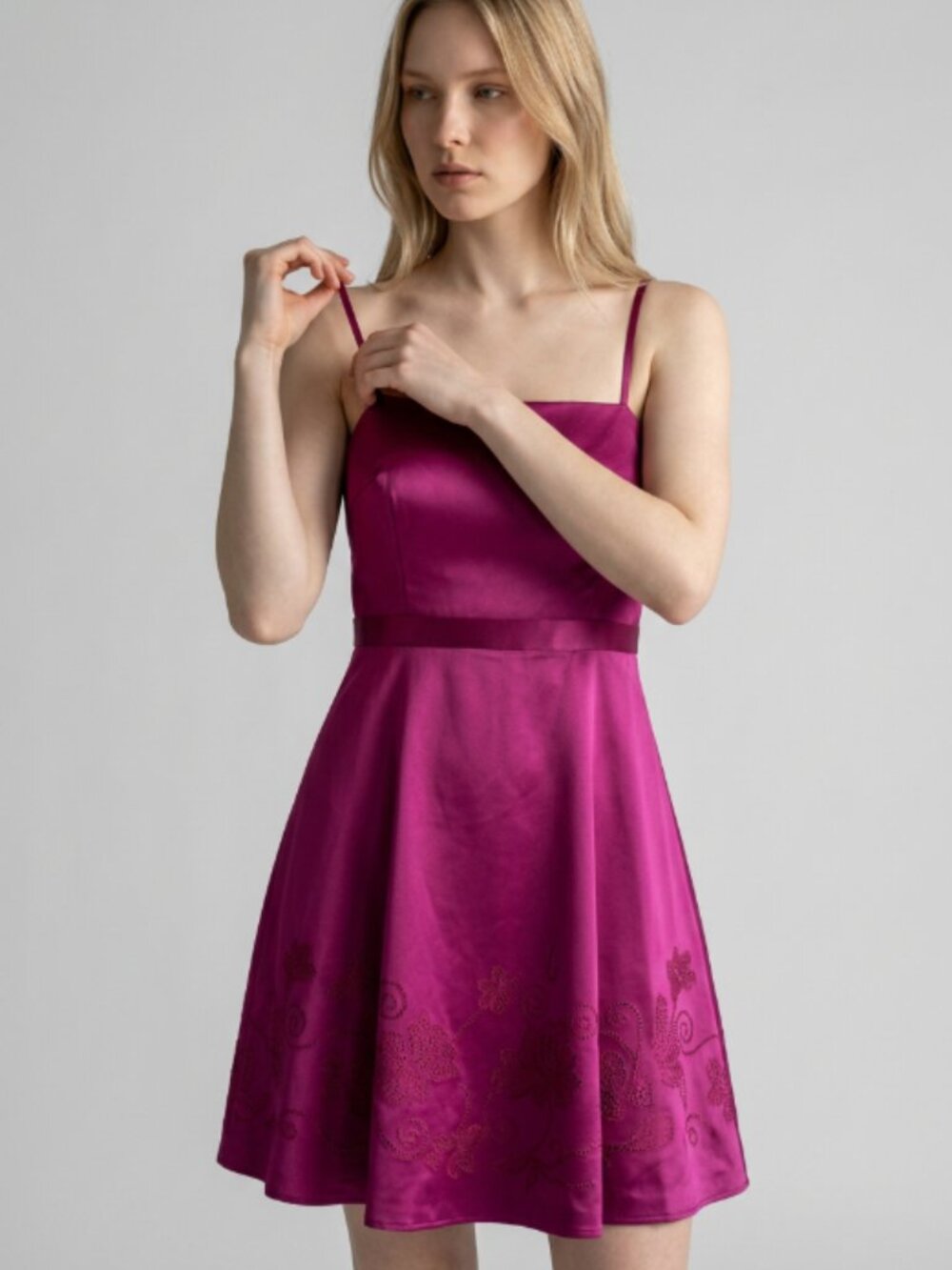 NWT Lucy Paris Dress Sz S Fuchsia Satin Jacquard Cocktail Party Crinoline Lined